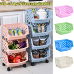 4 Layer Fruit Vegetable Organizer Storage Basket Multifunctional High Capacity Stackable Hollow-out for Kitchen
