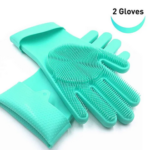 High Quality Multicolor Silicone Kitchen Hand Gloves for Dish Washing - 1 Pair (2 pcs)