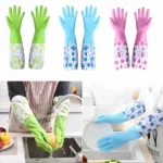 High Quality Multicolor Silicone Kitchen Hand Gloves for Dish Washing - 1 Pair (2 pcs)
