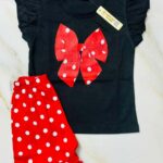 Girls' Polka Dot Bow Ruffle Top & Shorts Outfit Set