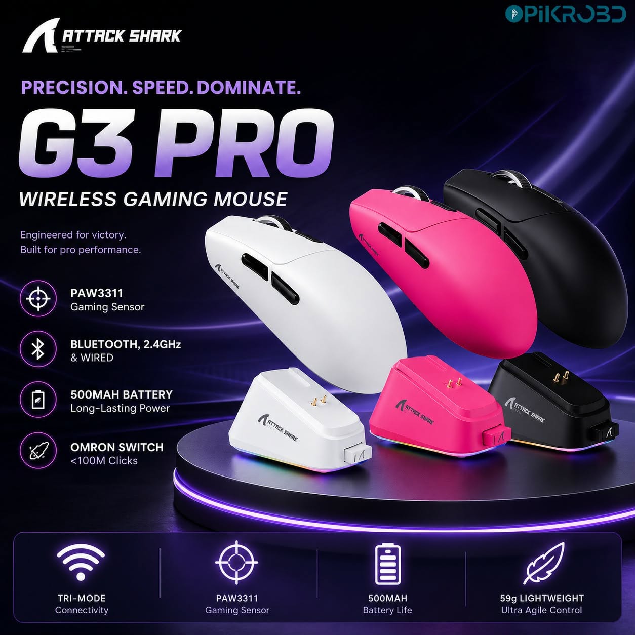 742648822_1635856894144188_8127265004970534204_n ATTACK SHARK G3 PRO Wireless Gaming Mouse with Charge Dock - Image 1
